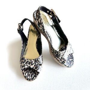 Franco Sarto L-Comedy Leopard Print Wedge Sandals